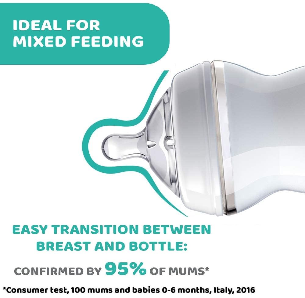 Chicco Natural Feeling Baby Bottle Nipple for 4 Months+ - Flexible, Comfortable, and Natural Feeding Experience