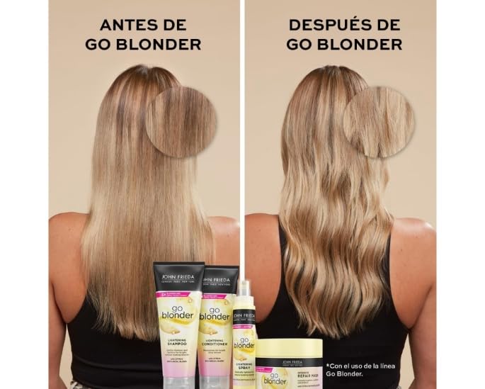 John Frieda Go Blonder Lightening Shampoo for Blonde Hair - 250ml, Nourishing & Strengthening