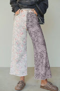 Floral and Leopard Print Wide-Leg Jeans