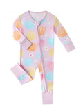 Charlies Project Kids Posh TOT Pastel Seashell Bamboo Baby Convertible Zippy Romper — color detail