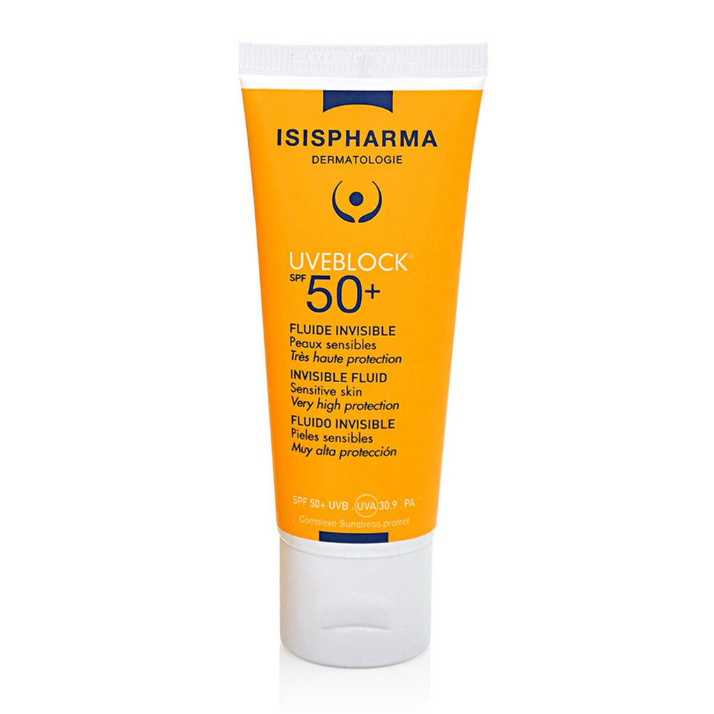 Isis Pharma Uveblock Invisible Fluid SPF50+ Sunscreen - Lightweight, Non-Greasy, UVA/UVB Protection