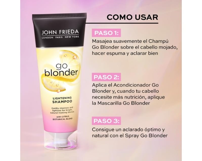 John Frieda Go Blonder Lightening Shampoo for Blonde Hair - 250ml, Nourishing & Strengthening