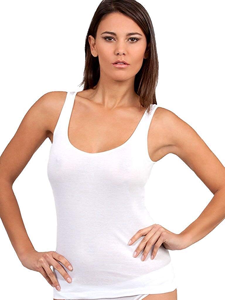 tittimitti EGI Luxury 100%" Filo di Scozia Cotton Women's Tank(S - XXXL). Proudly Made in Italy. — detail close-up