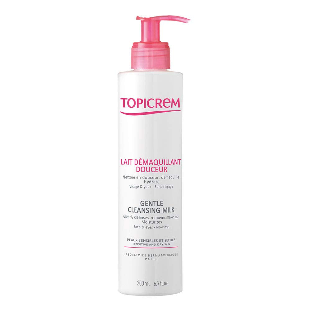 Topicrem Gentle Cleansing Milk 200ml - Paraben-Free Makeup Remover for Dry & Sensitive Skin