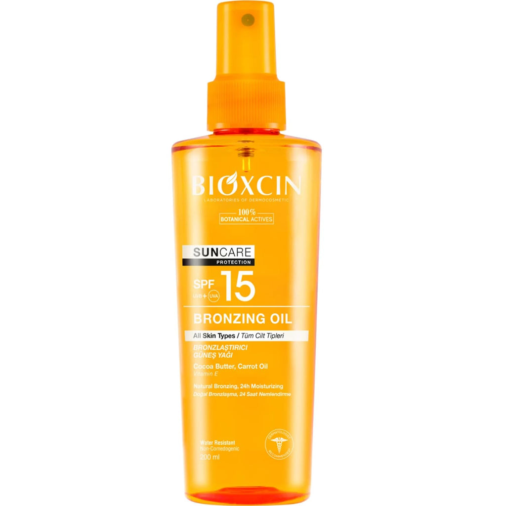 Bioxcin Suncare Tanning Sun Oil SPF15 - Natural Tanning Oil for All Skin Types