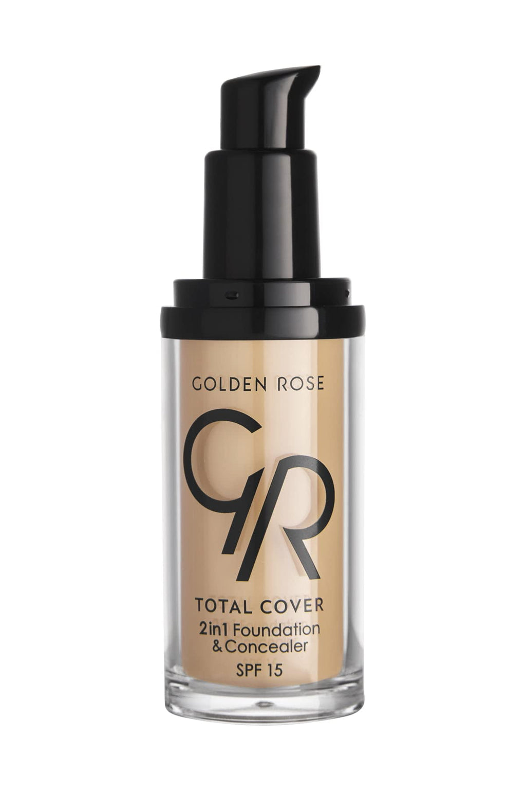 Golden Rose Total Cover 2 in 1 Foundation & Concealer - Oil-Free, SPF 15, Vitamin E - 30ml