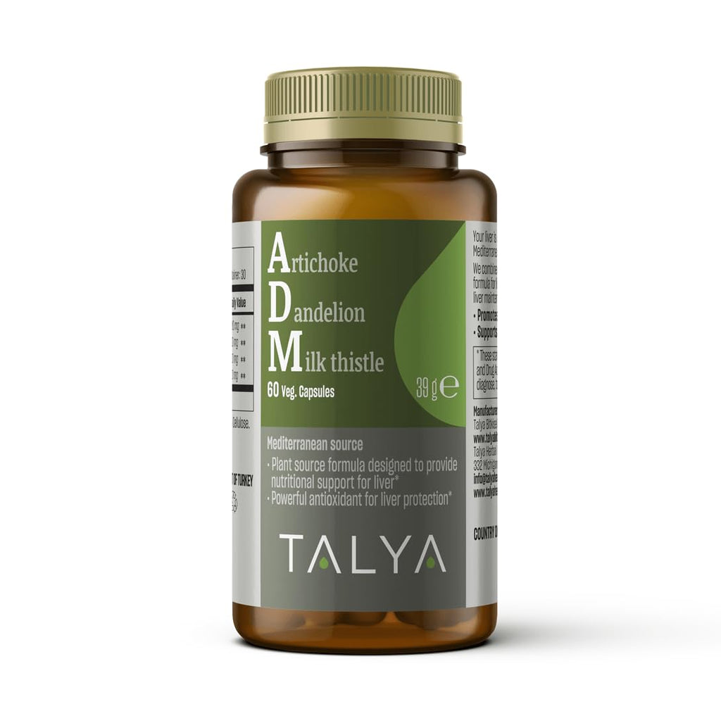Talya Adm Artichoke Dandelion Milk Thistle Dietary Supplement - 60 Capsules for Liver & Digestive Health Support