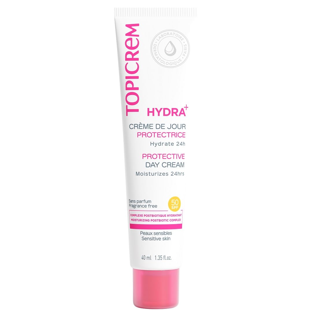 Topicrem Hydra+ Daily Protective Sunscreen SPF50 - Non-Greasy, Fragrance-Free, Hydrating Daily Moisturizer for Sensitive Skin