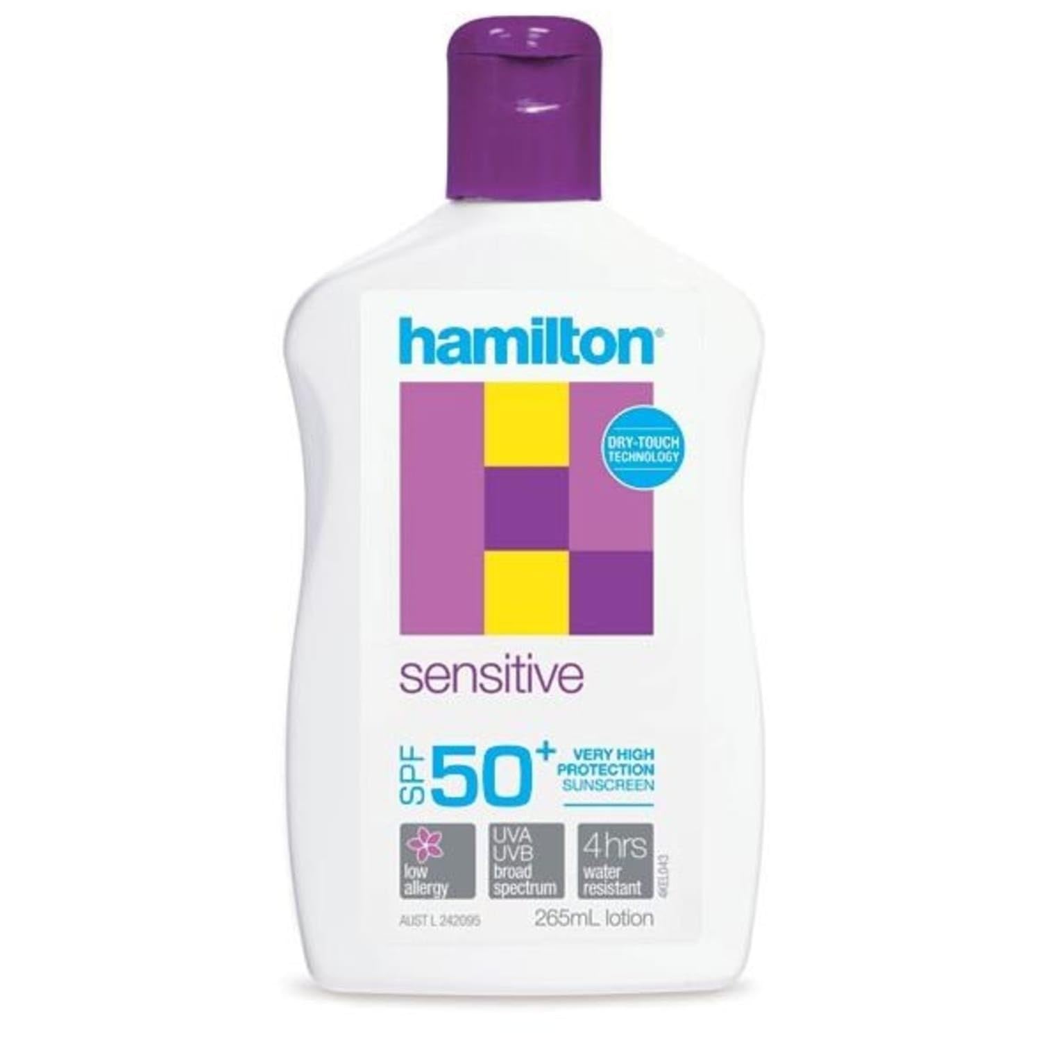 Hamilton Sensitive SPF50+ Sunscreen Lotion for Sensitive Skin - Fragrance-Free, Water-Resistant, Non-Greasy Sun Protection