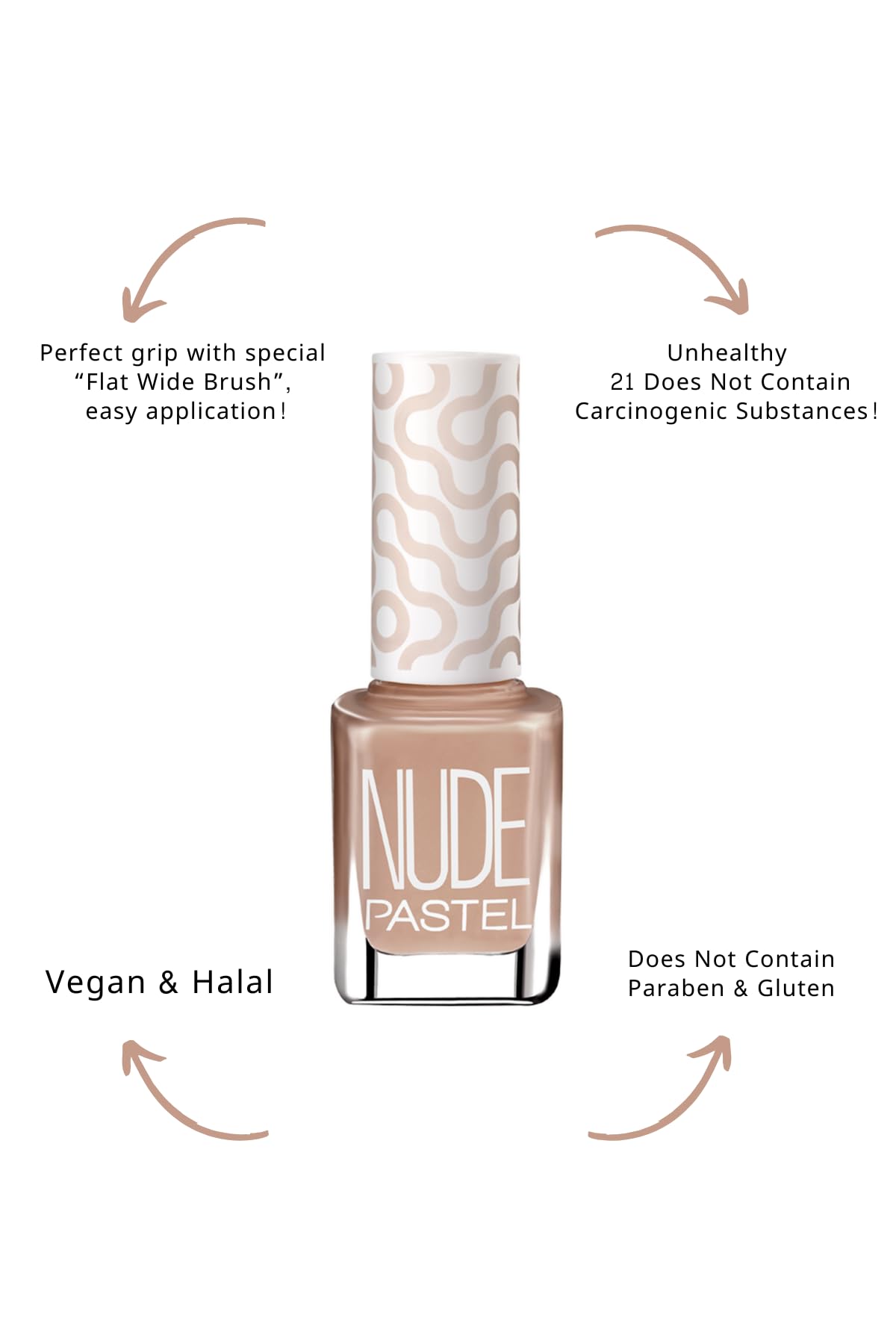 Pastel Vegan Cruelty-Free Nail Polish - Pastel Nude 101, Non-Toxic, Long-Lasting Color