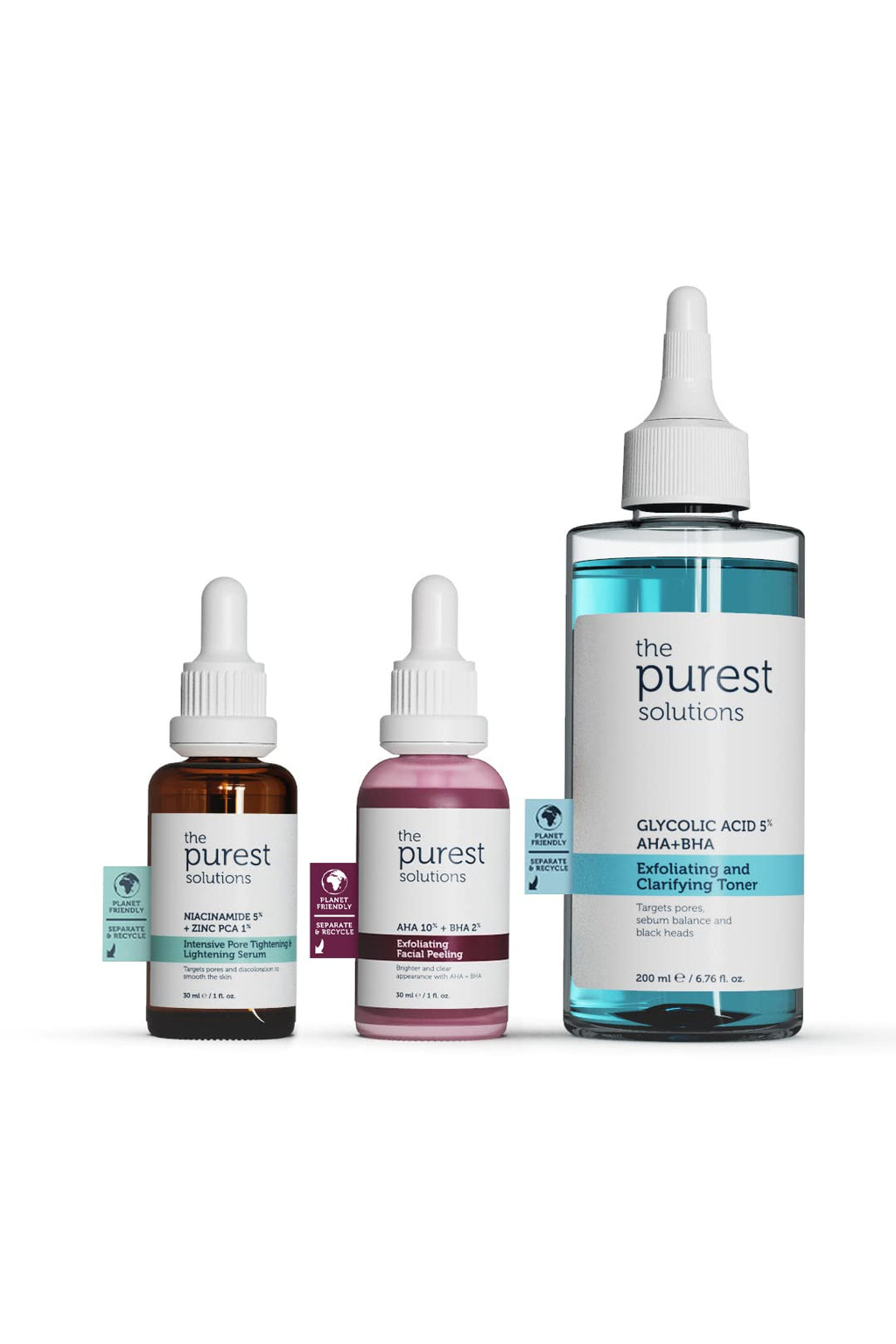 The Purest Solutions Skincare Set - Exfoliating, Pore Tightening & Toning for Uneven Skin Tone