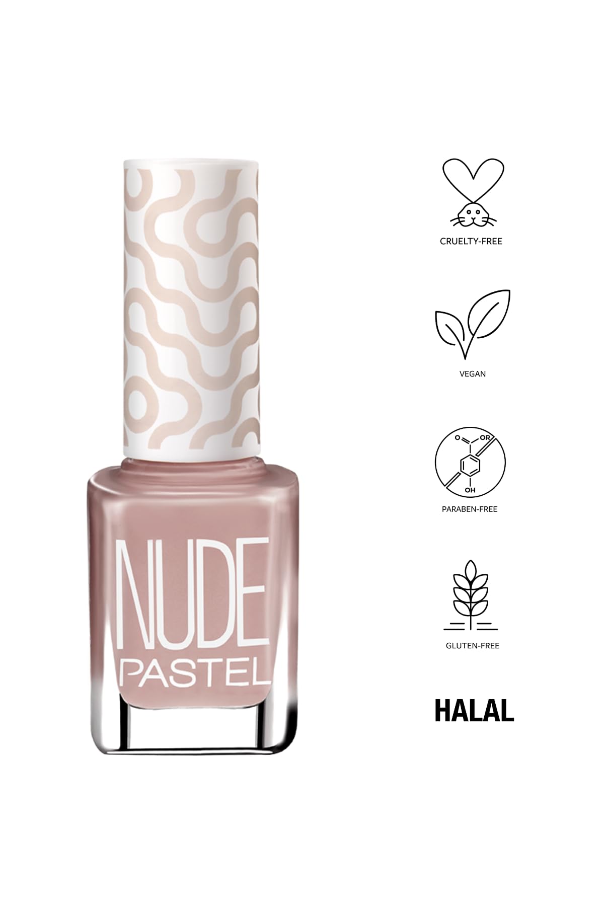 Pastel Vegan Cruelty-Free Nail Polish - Pastel Nude 752, 13ml, Thick Brush for Easy Application