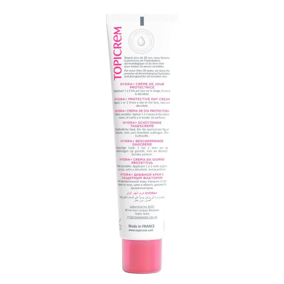 Topicrem Hydra+ Daily Protective Sunscreen SPF50 - Non-Greasy, Fragrance-Free, Hydrating Daily Moisturizer for Sensitive Skin
