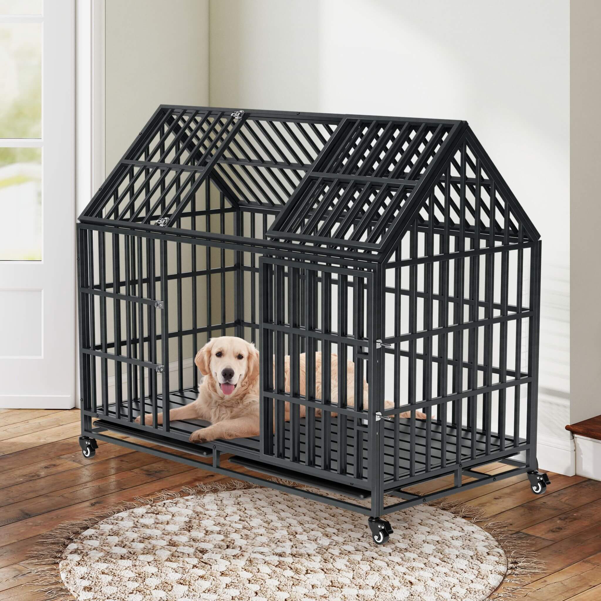 52-Inch Heavy-Duty Dog Crate With Roof Top Escape Proof Design (SAK90267) – SAKSBY WHOLESALE, view 10