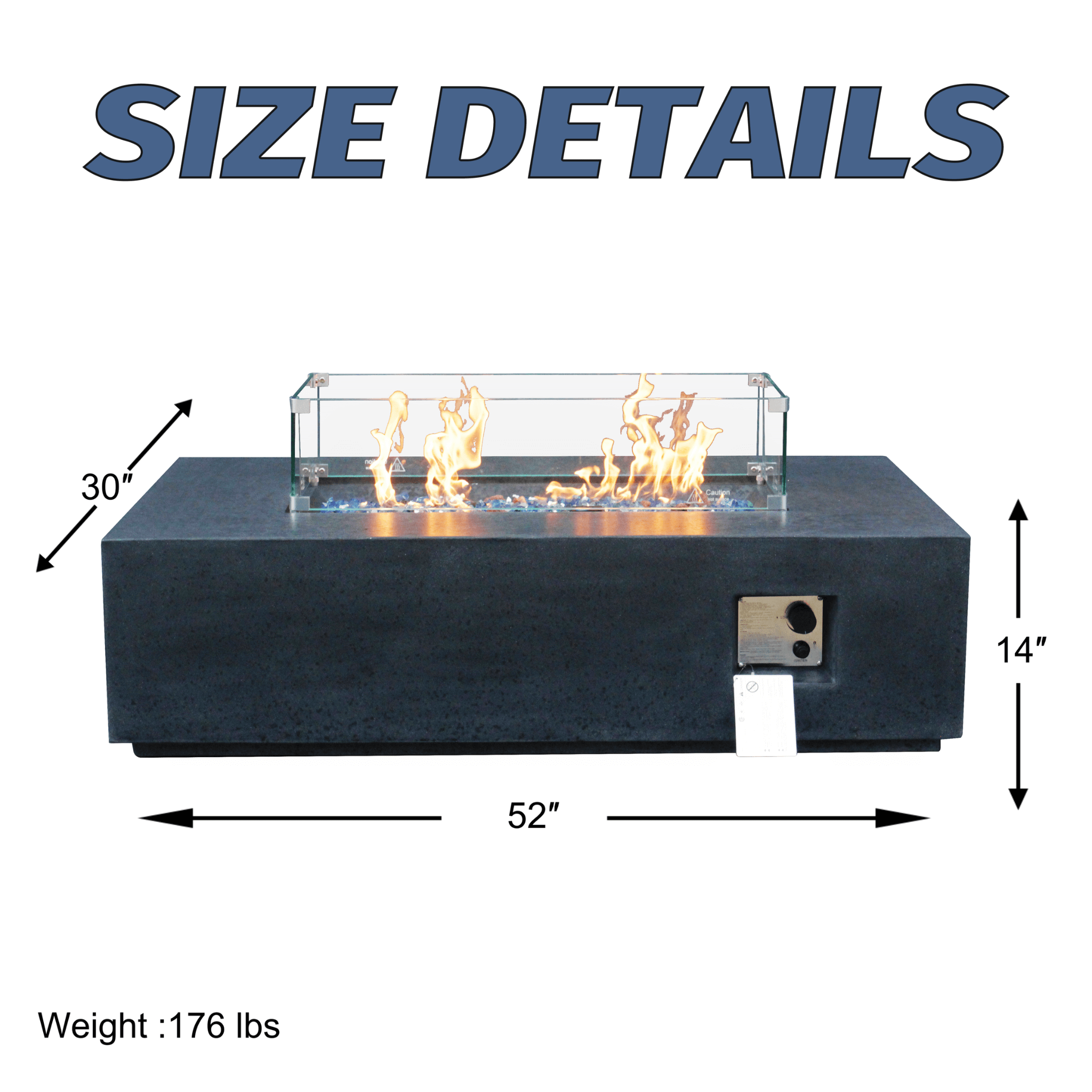 Alora 52" Outdoor Concrete Liquid Propane Rectangular Fire Pit Table (SAK84314) – SAKSBY WHOLESALE, view 6