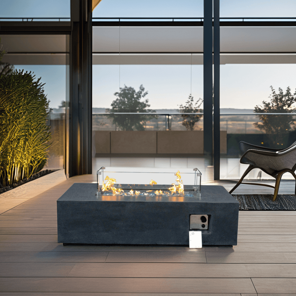 Alora 52" Outdoor Concrete Liquid Propane Rectangular Fire Pit Table (SAK84314) – SAKSBY WHOLESALE, view 11