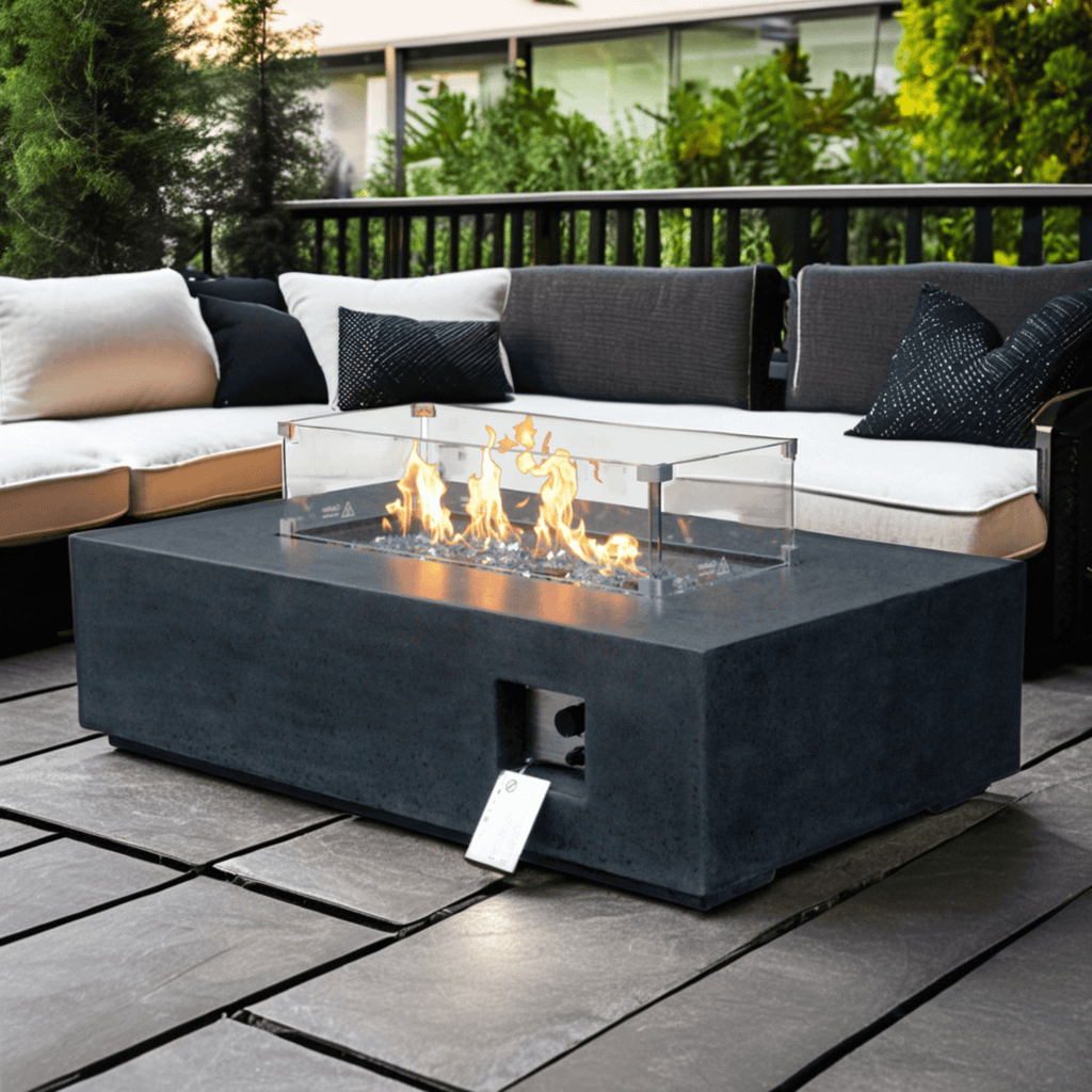 Alora 52" Outdoor Concrete Liquid Propane Rectangular Fire Pit Table (SAK84314) – SAKSBY WHOLESALE, view 10