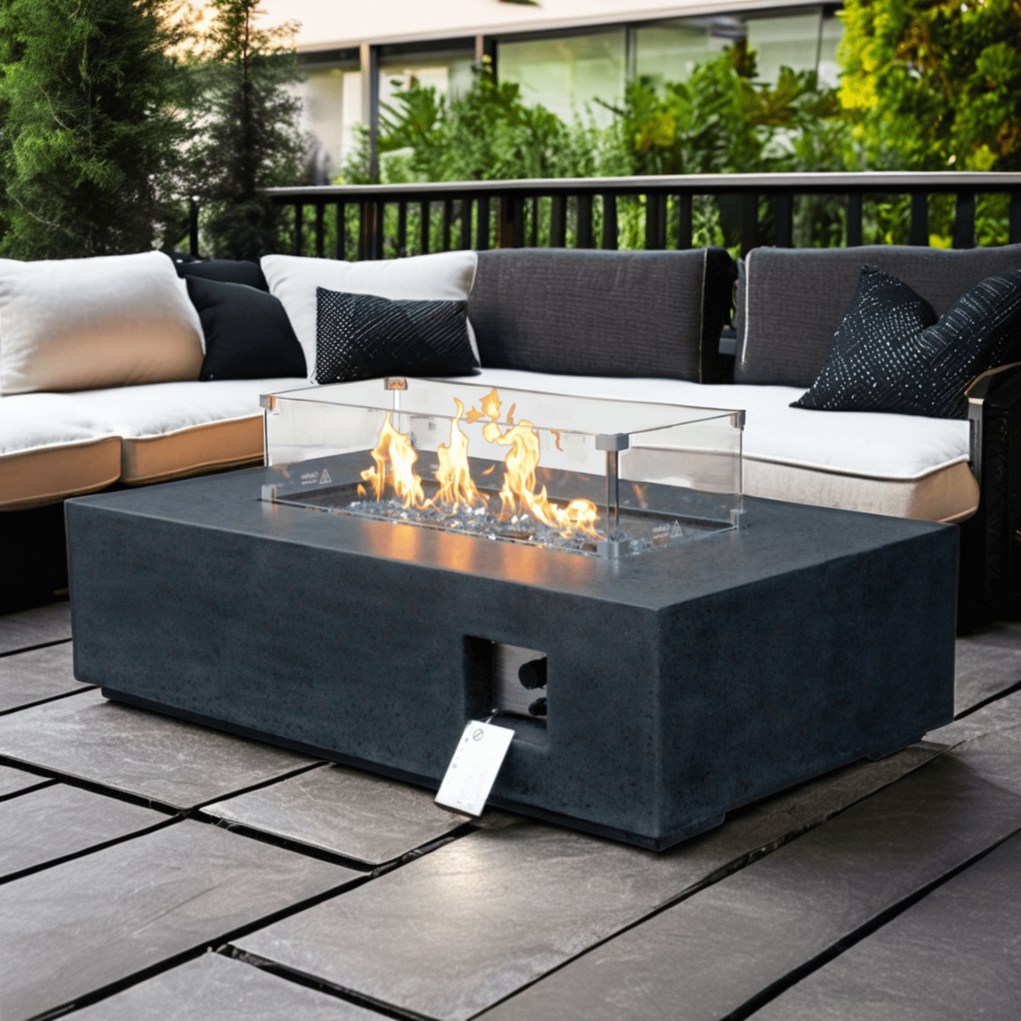 Alora 52" Outdoor Concrete Liquid Propane Rectangular Fire Pit Table (SAK84314) – SAKSBY WHOLESALE, view 10