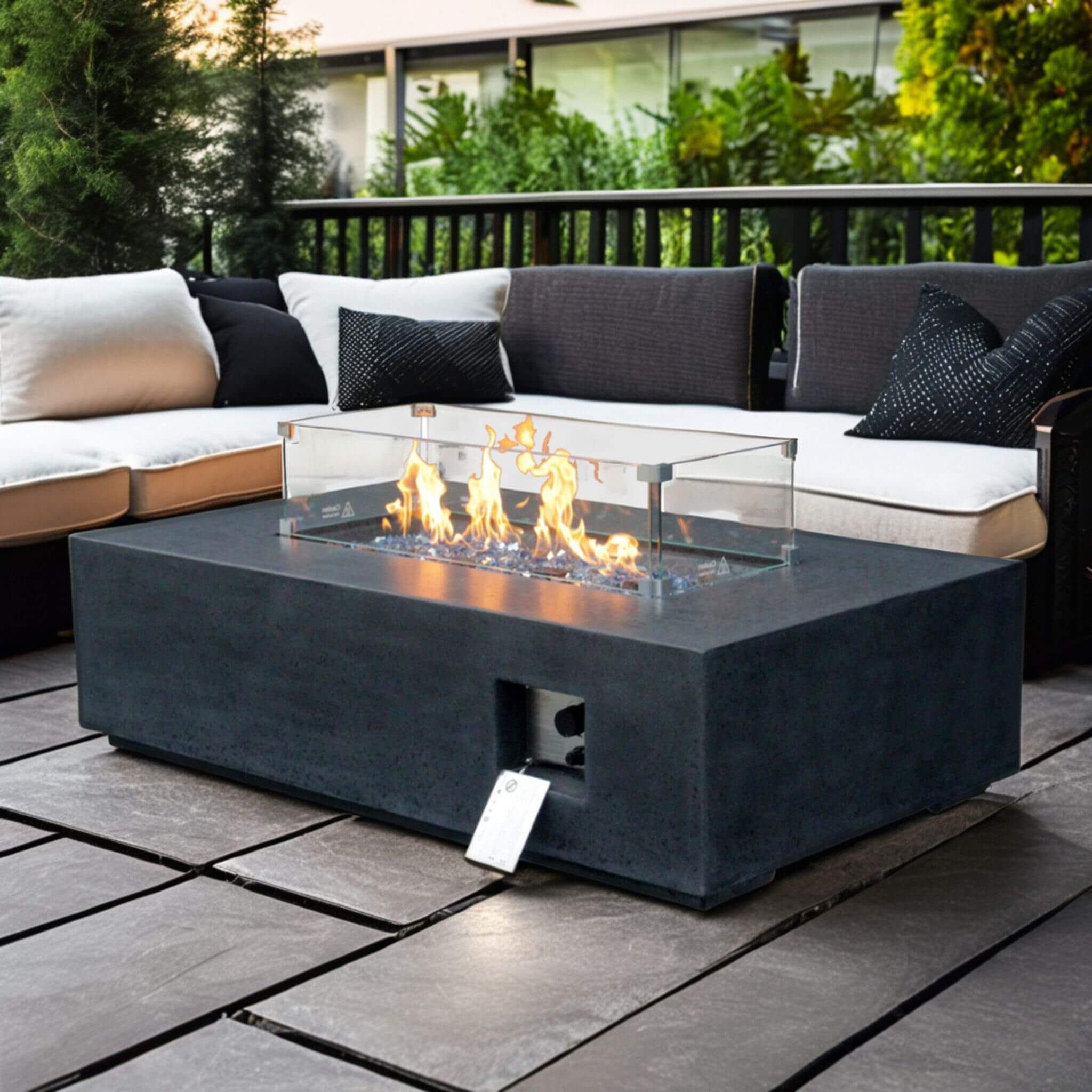Alora 52-Inch Portable Concrete Rectangular Propane Fire Pit Table With Repair Kit (SAK52304) – SAKSBY WHOLESALE, view 3