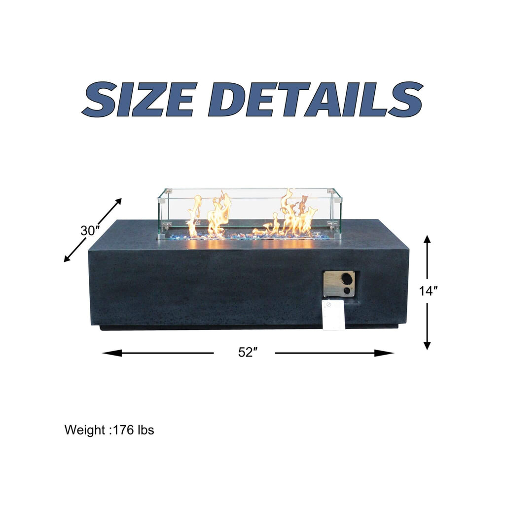 Alora 52-Inch Portable Concrete Rectangular Propane Fire Pit Table With Repair Kit (SAK52304) – SAKSBY WHOLESALE, view 10