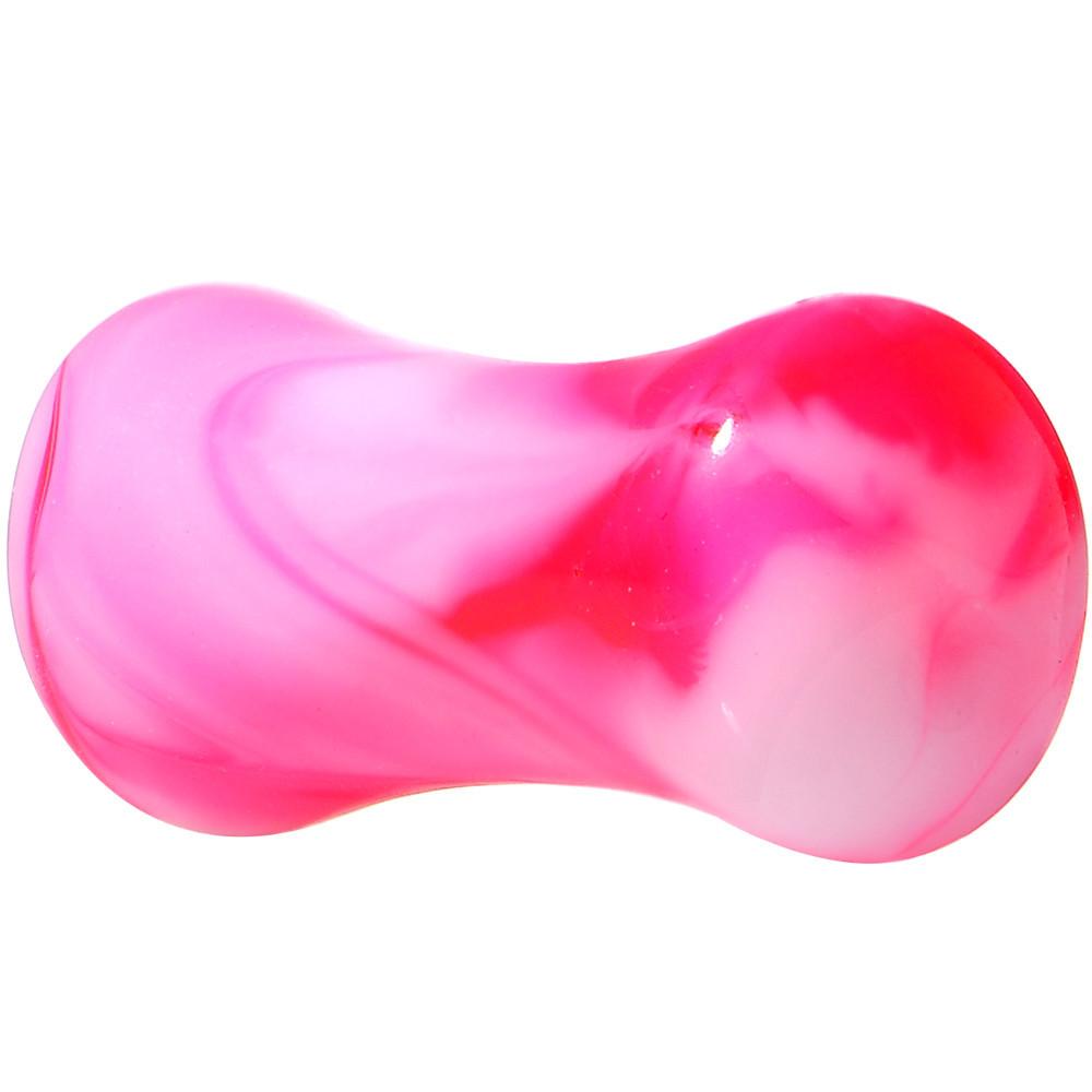 BodyCandy Acrylic Pink and White Marbled Saddle Plug 6G to 1 Inch — lifestyle context