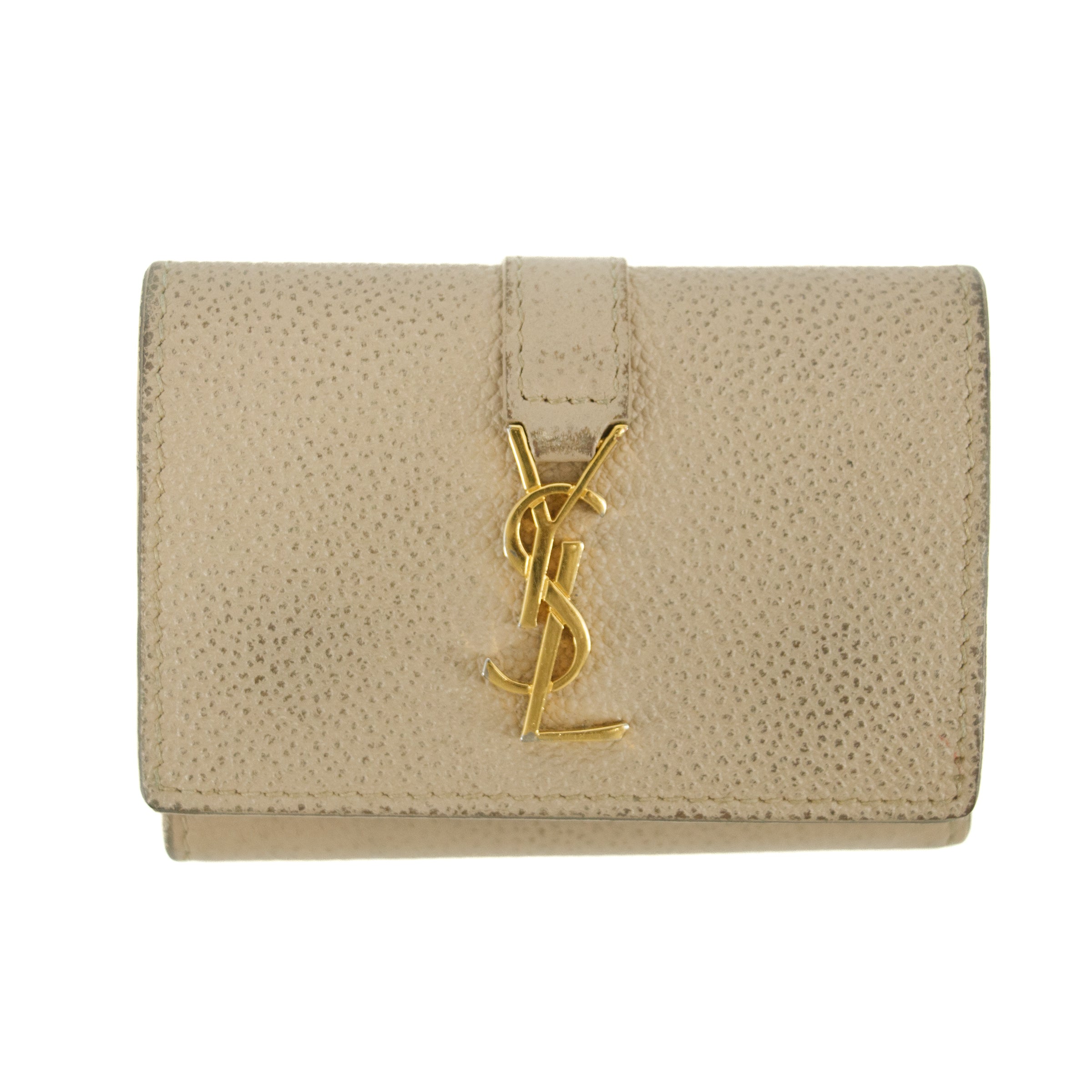 Bolt Boutique Yves Saint Laurent Beige Origami Compact Wallet #5203 — main product shot