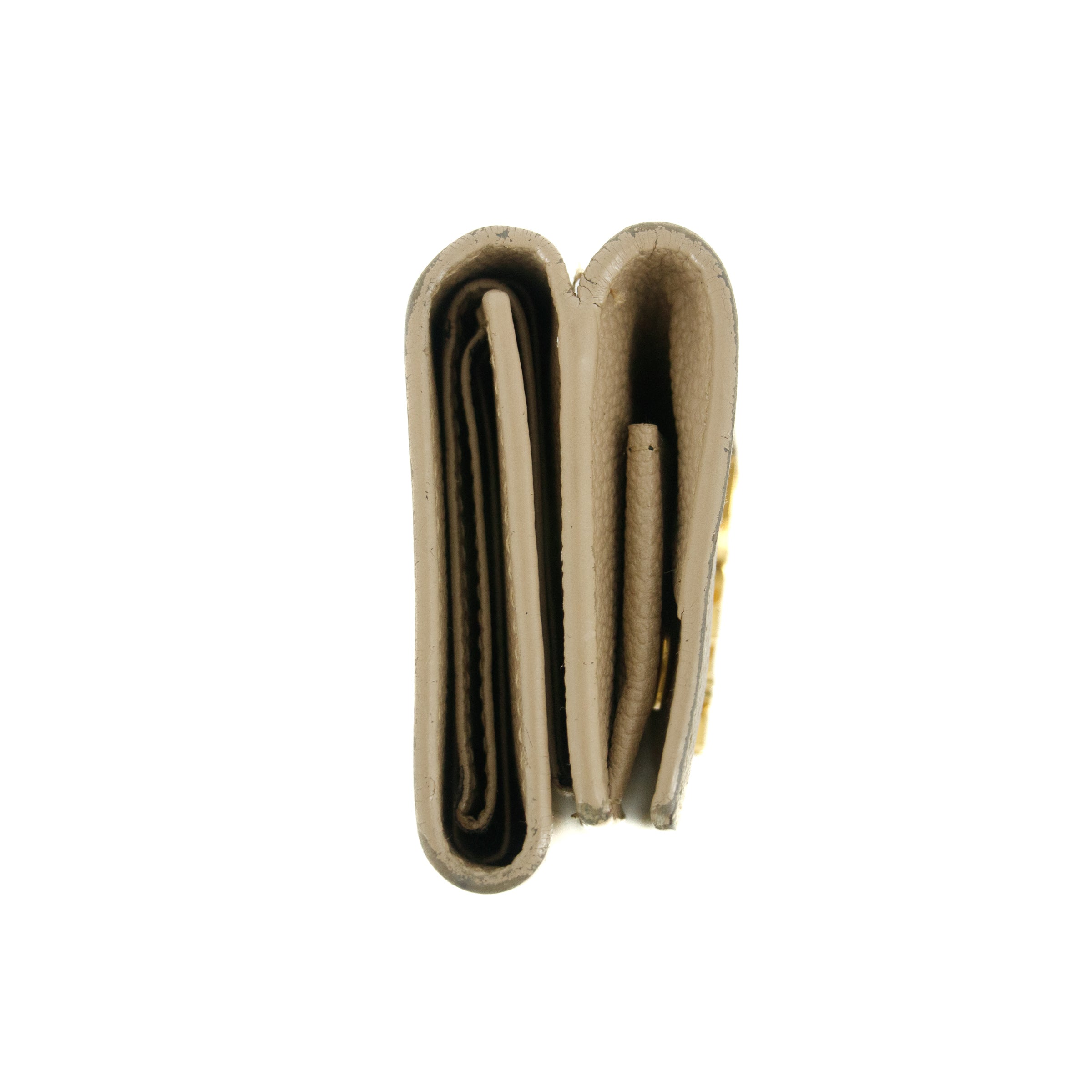 Bolt Boutique Yves Saint Laurent Beige Origami Compact Wallet #5203 — lifestyle context