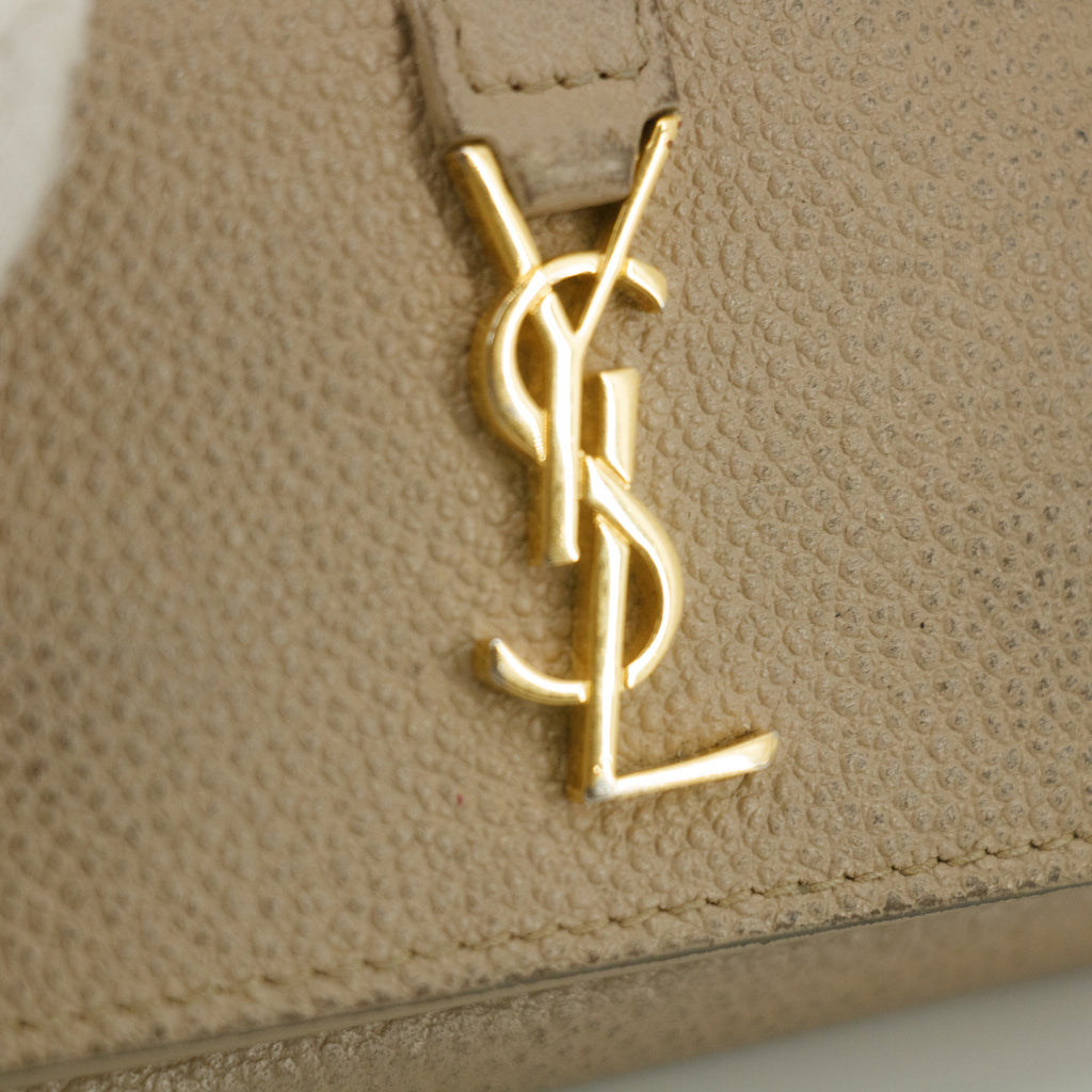 Bolt Boutique Yves Saint Laurent Beige Origami Compact Wallet #5203 — side view