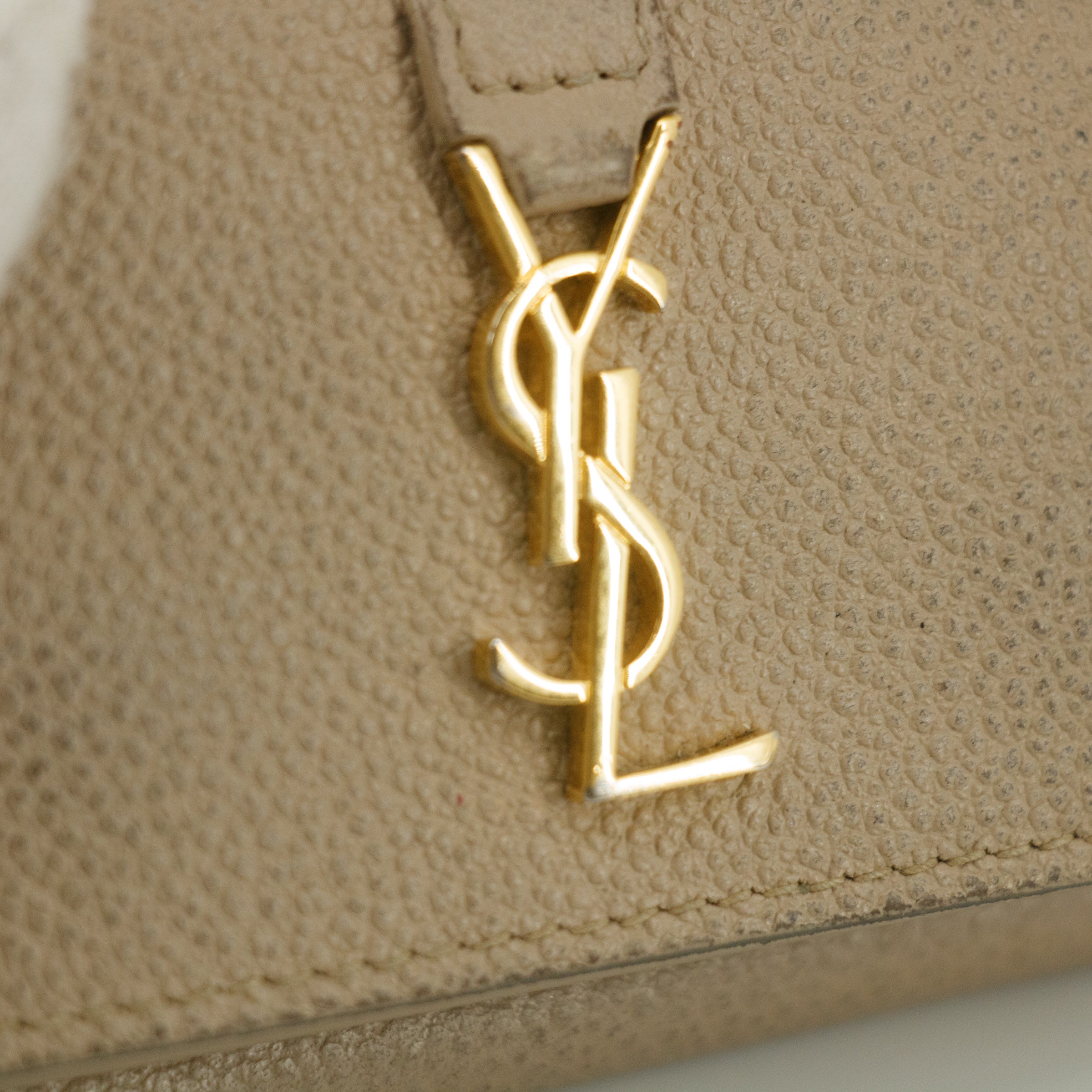 Bolt Boutique Yves Saint Laurent Beige Origami Compact Wallet #5203 — side view