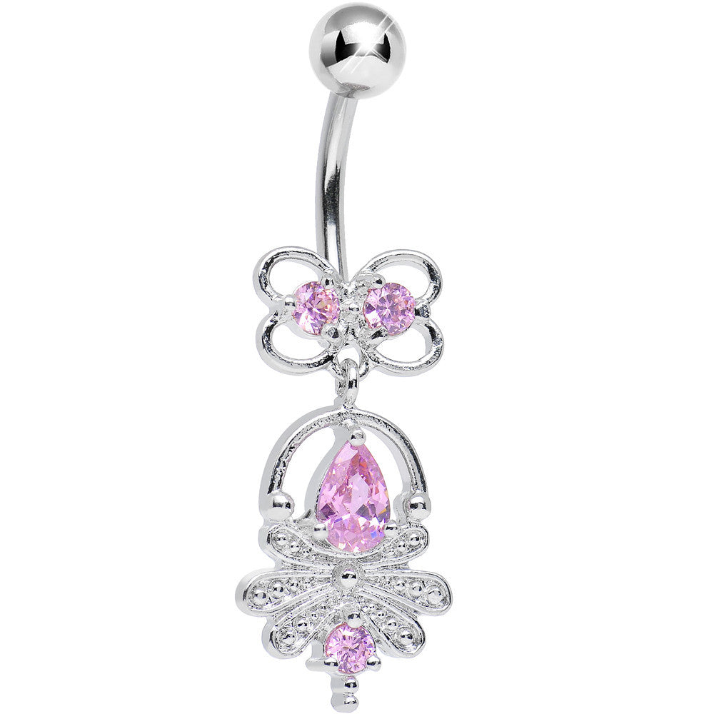 BodyCandy Pink Cubic Zirconia Royal Aura Dangle Belly Ring — main product shot