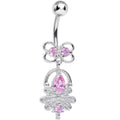 BodyCandy Pink Cubic Zirconia Royal Aura Dangle Belly Ring — main product shot