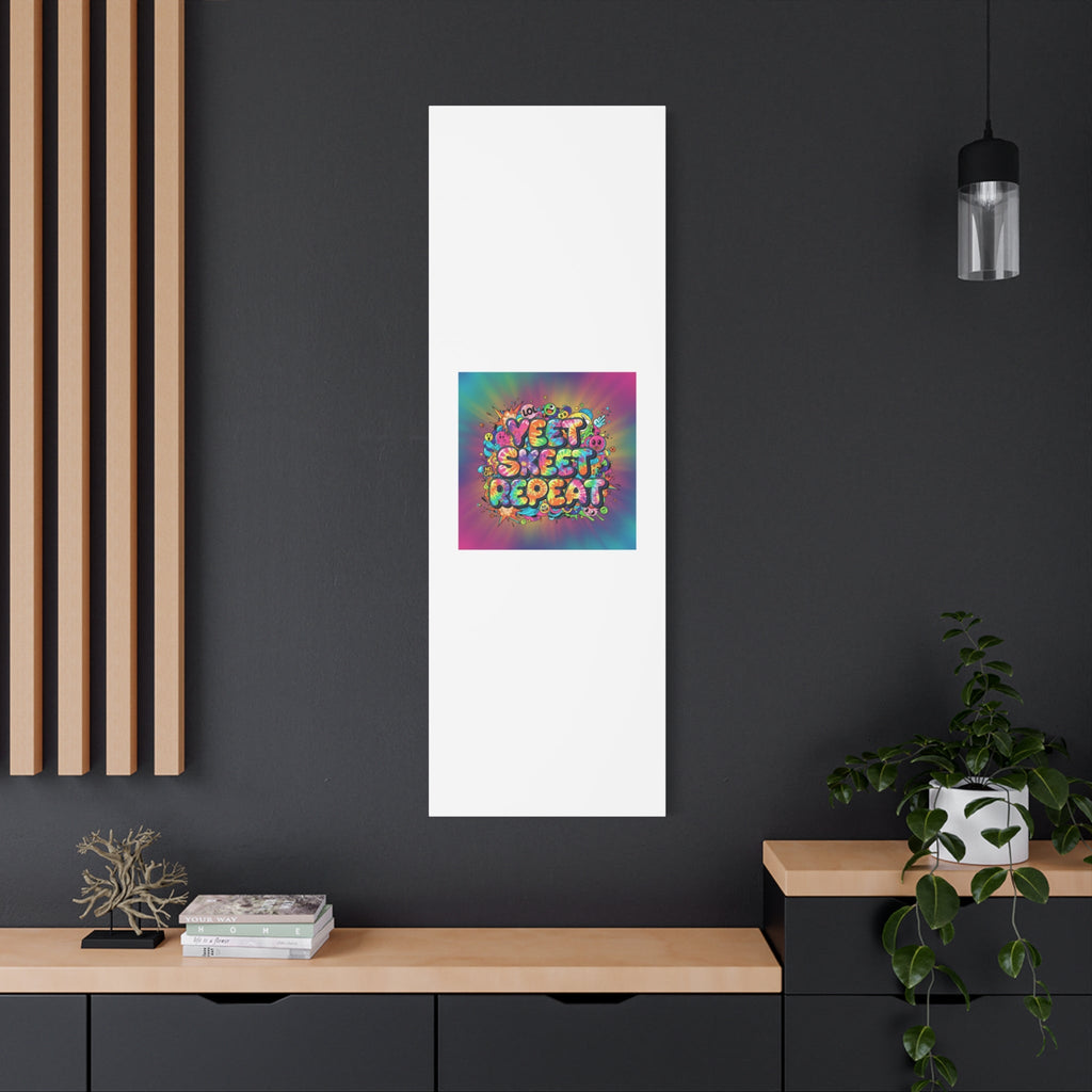 Yeet Skeet Repeat Canvas | Slogan & Glitch Graphic, Meme Phrase Wall Art