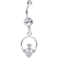 BodyCandy Clear Gem Hoop Encircled Hearts Dangle Belly Ring — main product shot