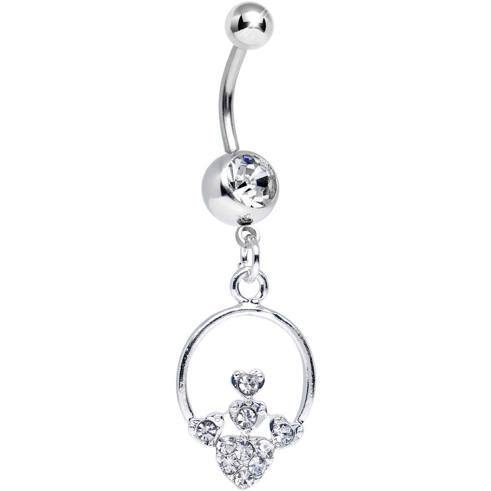 BodyCandy Clear Gem Hoop Encircled Hearts Dangle Belly Ring — main product shot