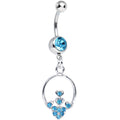 BodyCandy Aqua Gem Hoop Encircled Hearts Dangle Belly Ring — main product shot