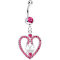 BodyCandy Pink Gem Heart Wreathed Butterfly Dangle Belly Ring — main product shot