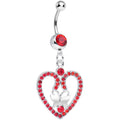 BodyCandy Red Gem Heart Wreathed Butterfly Dangle Belly Ring — main product shot
