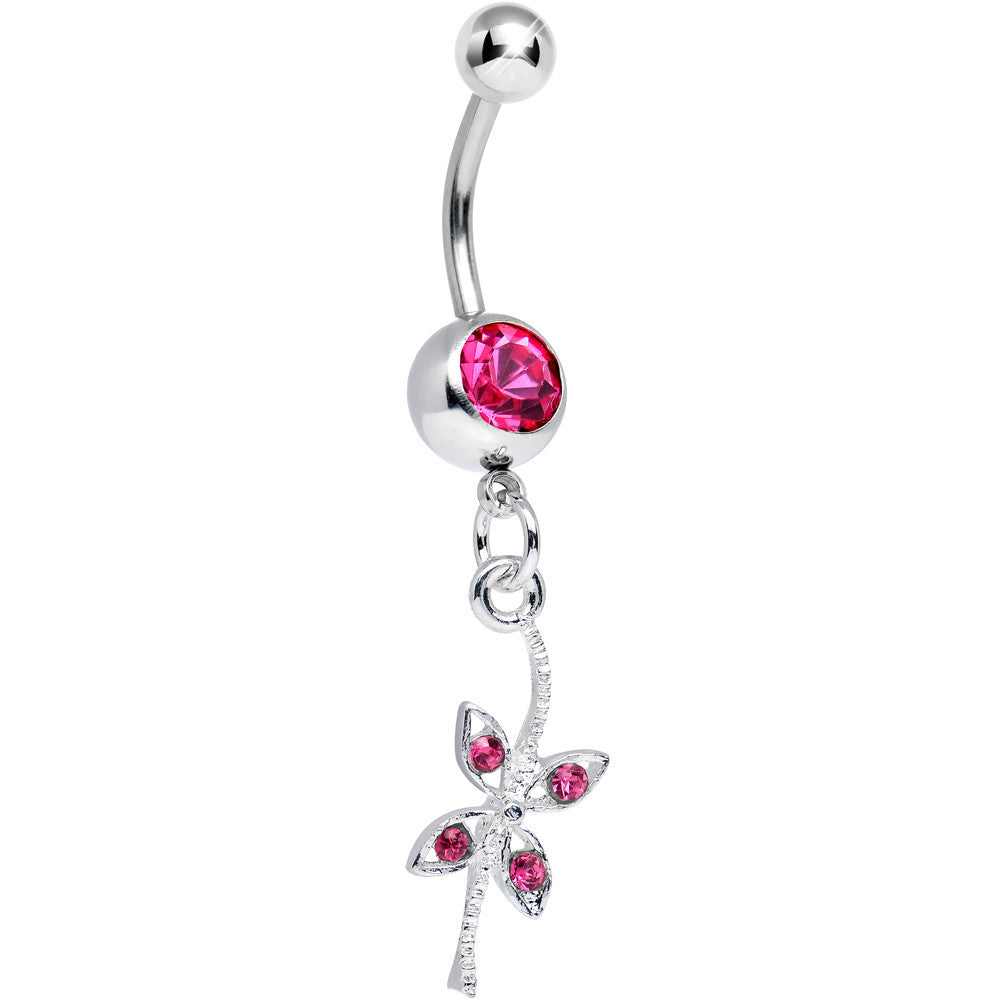 BodyCandy Pink Gem Gentle Dragonfly Dangle Belly Ring — main product shot