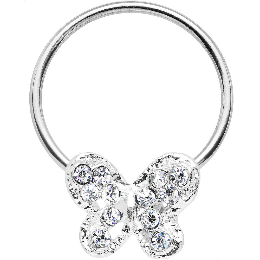 BodyCandy 16G 7/16 Clear Gem Soaring Butterfly BCR Captive Ring — main product shot