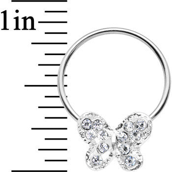 BodyCandy 16G 7/16 Clear Gem Soaring Butterfly BCR Captive Ring — detail close-up