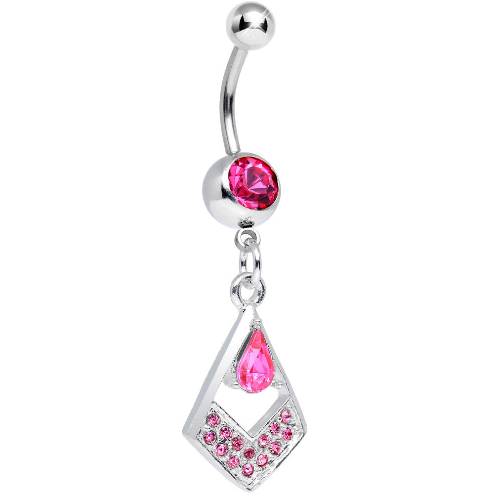 BodyCandy Pink Gem Duchess in Disguise Diamond Shaped Dangle Belly Ring — main product shot
