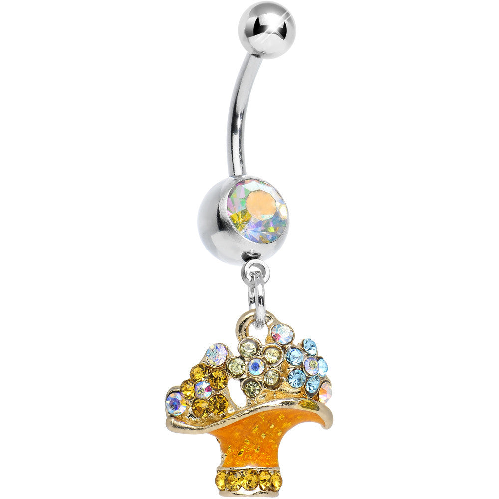 BodyCandy Aurora Gem Beautiful Bunch of Daisy Flowers Dangle Belly Ring — main product shot