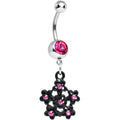 BodyCandy Pink Gem Flowering Dark Winter Snowflake Dangle Belly Ring — main product shot