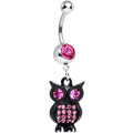 BodyCandy Pink Gem Dark and Clever Evening Owl Dangle Belly Ring — main product shot