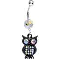 BodyCandy Aurora Gem Dark and Clever Evening Owl Dangle Belly Ring — main product shot