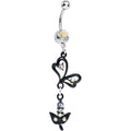 BodyCandy Aurora Gem Dark Paradise Orchid Flower Dangle Belly Ring — main product shot