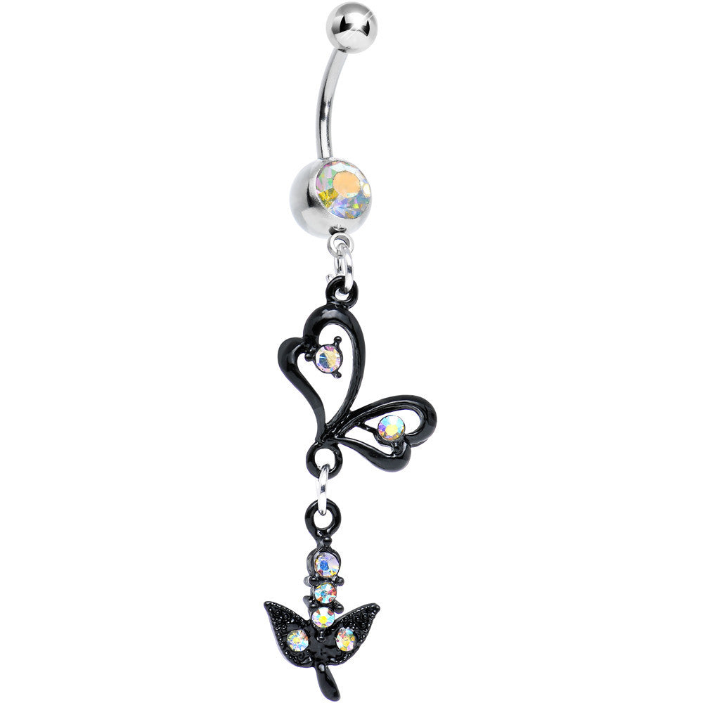 BodyCandy Aurora Gem Dark Paradise Orchid Flower Dangle Belly Ring — main product shot