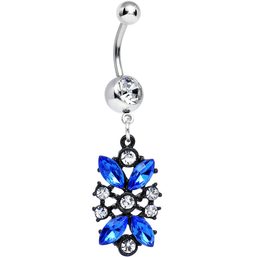 BodyCandy Clear and Blue Gem Dark Chantilly Lace Dangle Belly Ring — main product shot