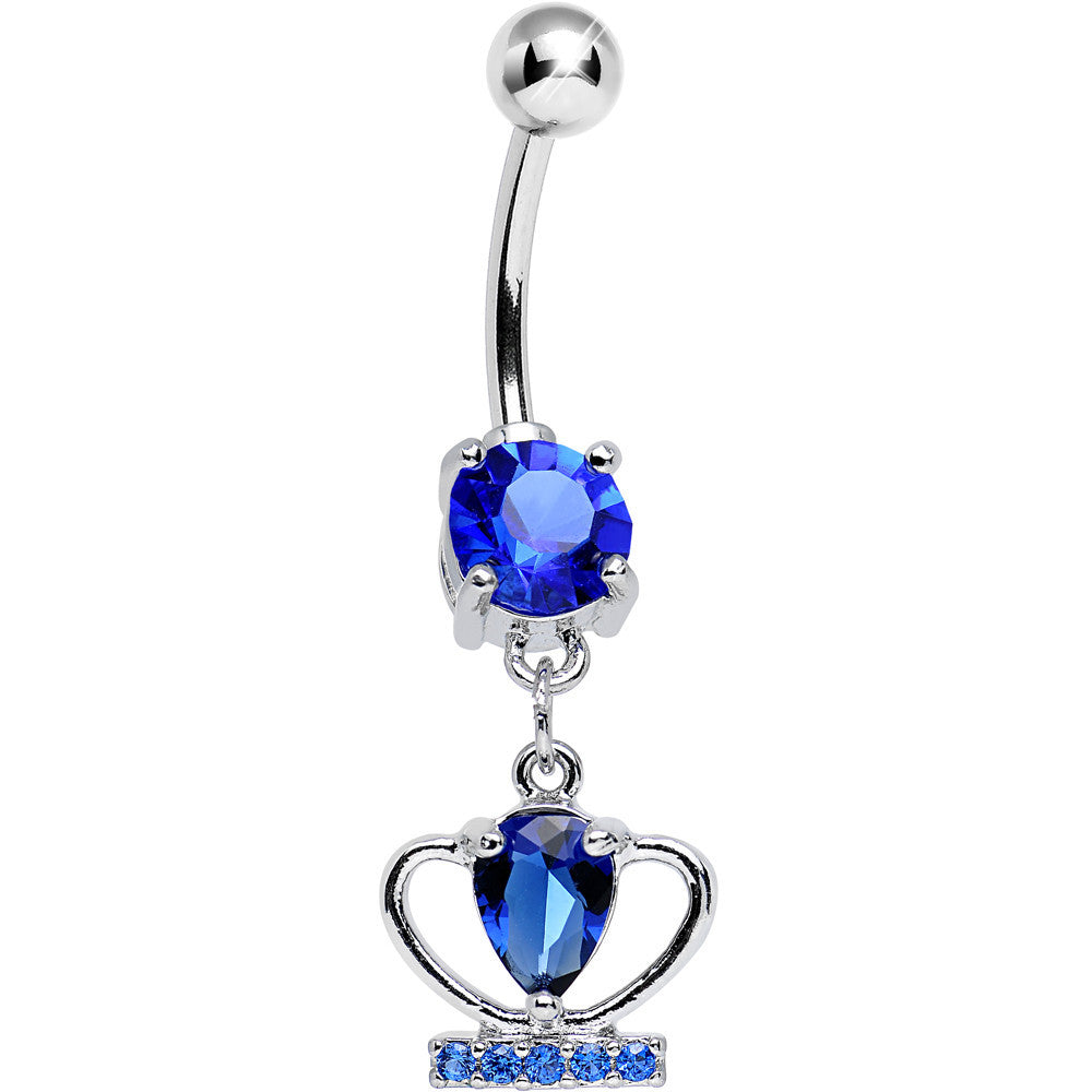 BodyCandy Blue Cubic Zirconia Coronation Day Crown Dangle Belly Ring — main product shot