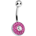 BodyCandy Pink Gem Medallion with Round Clear Gem Core Belly Ring — main product shot